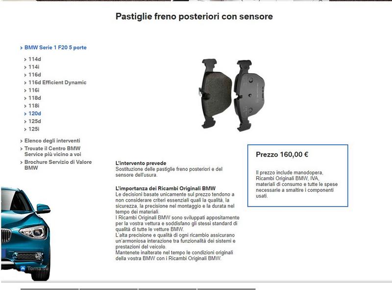 Sostituzione pastiglie freni bmw serie 1