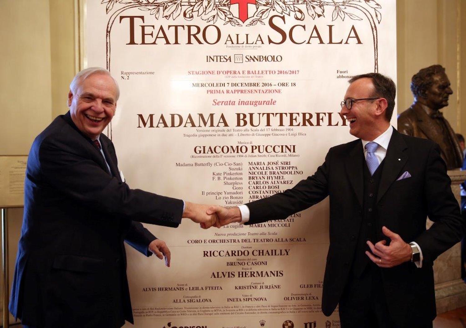 Alexander Pereira, sovrintendente del Teatro alla Scala e Sergio Solero, Presidente e AD di BMW Italia S.p.A. 